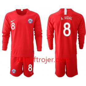 Chile Fodboldtrøjer A. VIDAL 8 Børn Hjemmebanesæt 2018/19 Langærmet